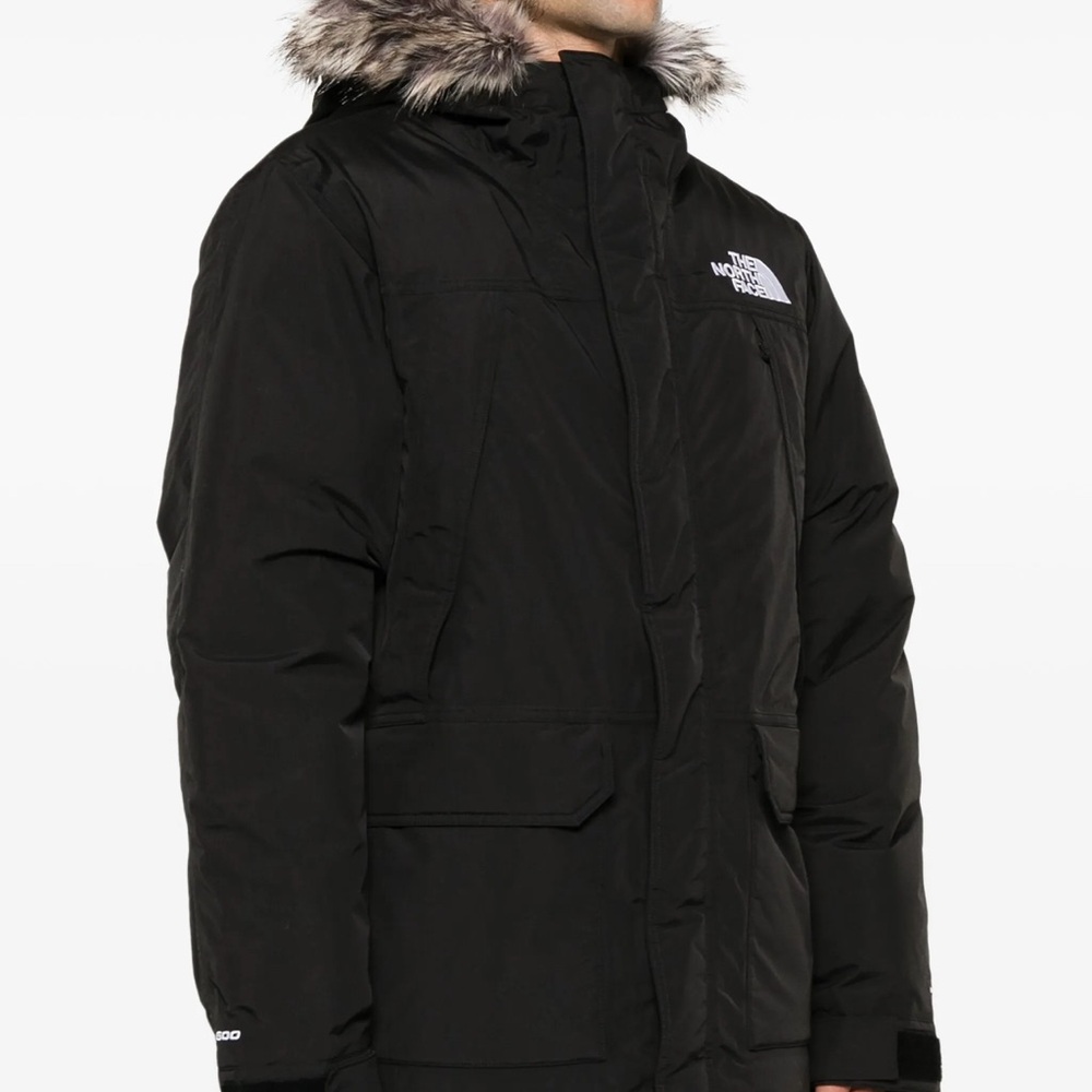 The North Face Men's Black Puffer Coat with Fur Trim